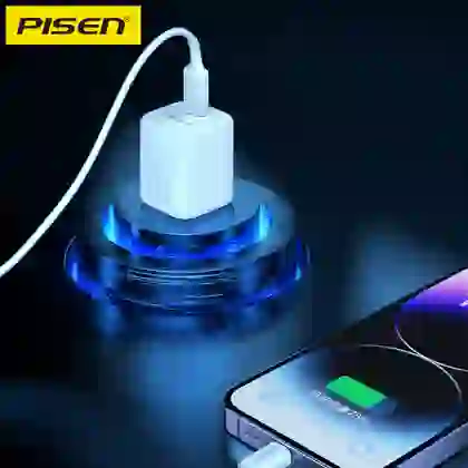 Củ sạc Pisen Quick - Mr White Tiny USB-C 20W kèm cáp usb-c to lightning 6